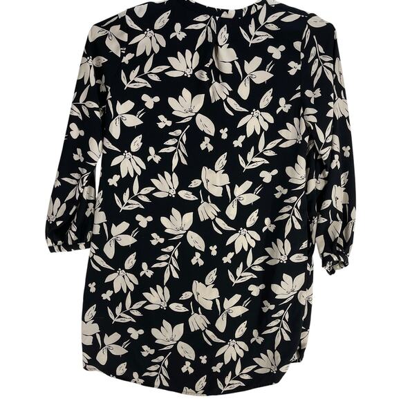 a new day Button Up Shirt Dress XXL Black Beige Floral Long Sleeve Loose Fit - Picture 4 of 8